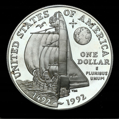 USA - 1 dolar podróż Kolumba 1992 - SREBRO