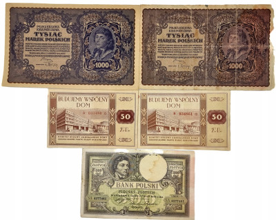 Polska - zestaw banknotów 5 sztuk