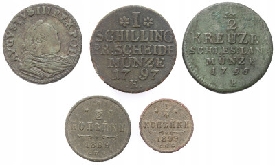 Polska, Śląsk, Niemcy, Rosja, zestaw 5 monet