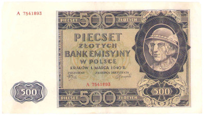500 złotych 1940 seria A