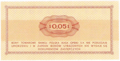 Bon towarowy PEKAO na 5 centów 1969 seria Ea