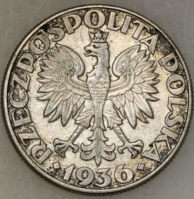 II RP. 5 złotych 1936 Żaglowiec- SREBRO