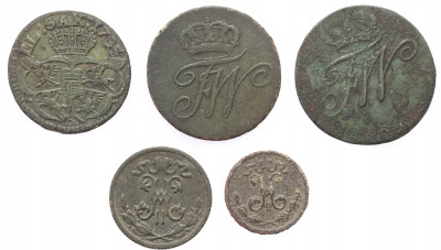 Polska, Śląsk, Niemcy, Rosja, zestaw 5 monet