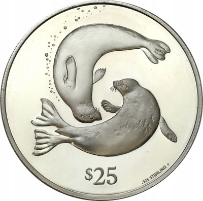 Brytyjskie Wyspy Dziewicze. 25 dolarów 1993 Uchatki – SREBRO