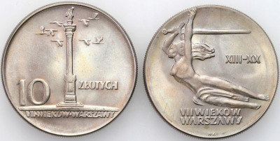 PRL. 10 złotych 1965 Nike, duża Kolumna – 2 szt