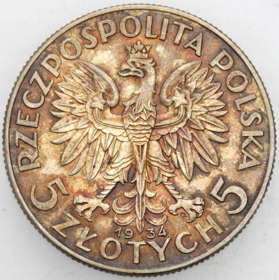 II RP. 5 złotych 1934 głowa kobiety – ŁADNE