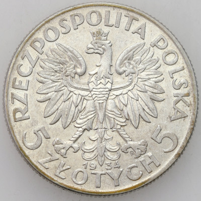 II RP. 5 złotych 1934 głowa kobiety - SREBRO