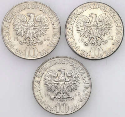 PRL. 10 złotych 1967-1968 Mikołaj Kopernik – 3 szt