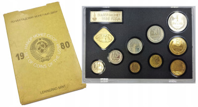 Rosja zestaw rocznikowy 1980 r oryginalny blister 9 monet + żeton