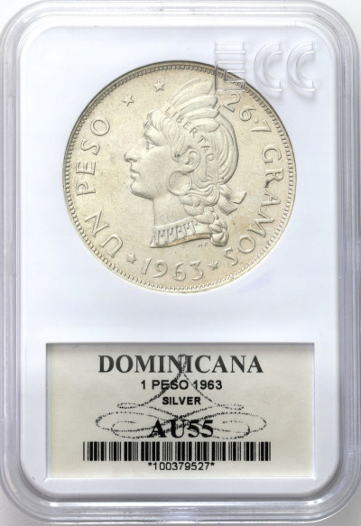 Dominikana. 1 peso 1963 Ustanowienie Republiki – SREBRO