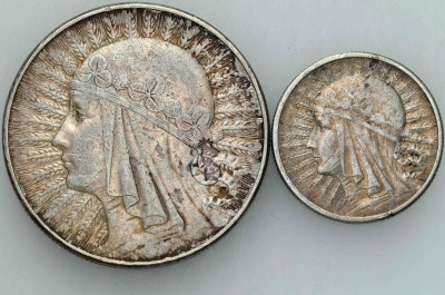 II RP. 10 złotych 1932 ze znakiem i 2 złote 1933 - SREBRO