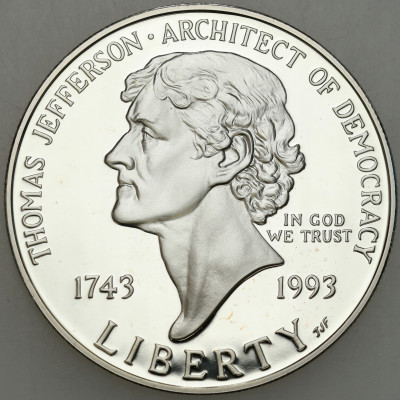 USA. 1 dolar 1993 Thomas Jefferson – SREBRO