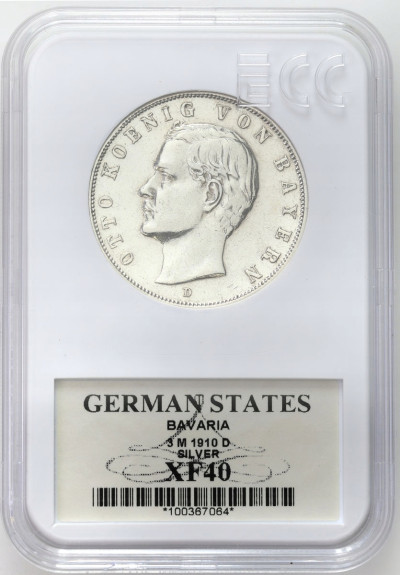 Niemcy, Bawaria. 3 marki 1910 D, Monachium - SREBRO