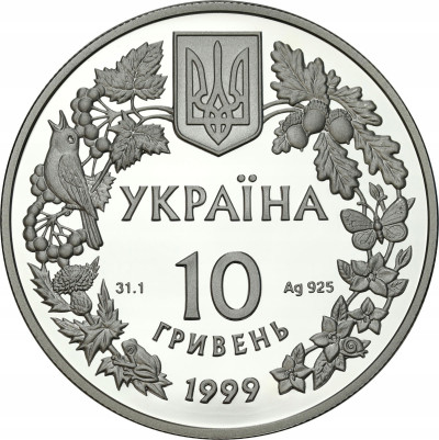 Ukraina. 10 hrywien 1999 Flora i fauna - Podkolan biały – SREBRO