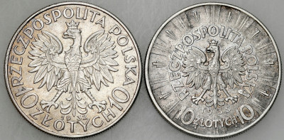 II RP. 10 złotych 1932-1935 Głowa Kobiety, Piłsudski – 2 szt