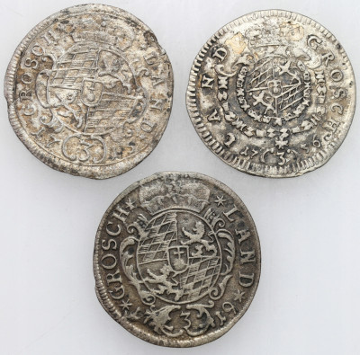 Niemcy, Bawaria. 3 krajcary 1715, 1719, 1736, zestaw 3 monet