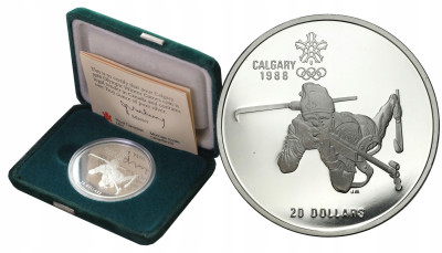Kanada 20 dolarów 1986 XV I.O. Calgary 1988 - Narciarstwo dowolne SREBRO
