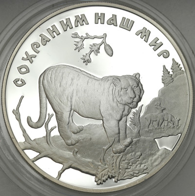Rosja - 3 ruble 1996 Chrońmy nasz świat - Tygrys syberyjski - SREBRO