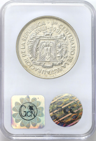 Dominikana. 1 peso 1963 Ustanowienie Republiki – SREBRO