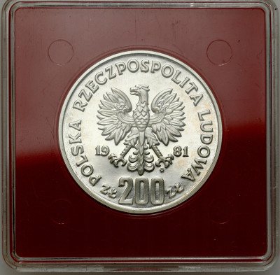 PRL. PRÓBA srebro 200 złotych 1981 Herman – półpostać - SREBRO