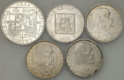 Czechosłowacja. 10 – 20 koron 1928-1933 SREBRO – 5 szt