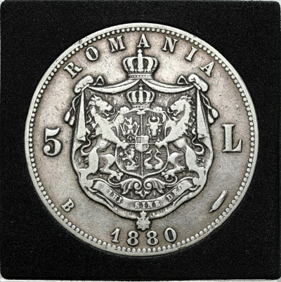 Rumunia - 5 lei 1880 Carol I - SREBRO 900