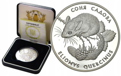 Ukraina. 10 hrywien 1999, Flora i fauna - mysz żołędnica – SREBRO