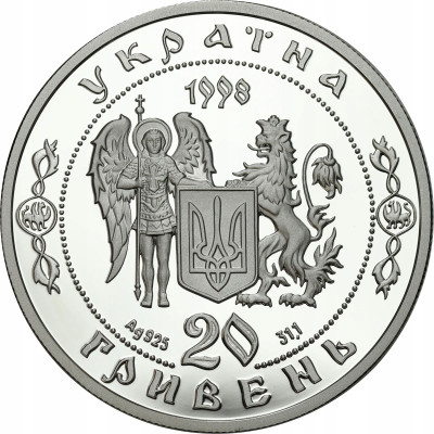 Ukraina. 20 hrywien 1998, 350 rocznica Wojna w połowie XVII w. – SREBRO