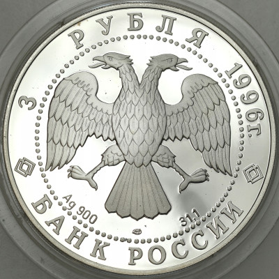 Rosja - 3 ruble 1996 Chrońmy nasz świat - Tygrys syberyjski - SREBRO