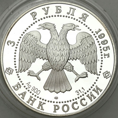 Rosja - 3 ruble 1995 Chrońmy nasz świat - Ryś - SREBRO
