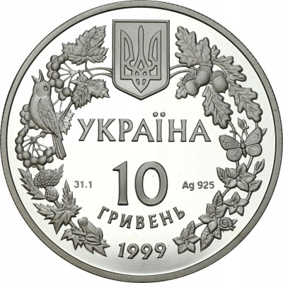 Ukraina. 10 hrywien 1999, Flora i fauna - mysz żołędnica – SREBRO