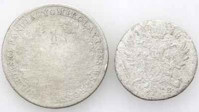 Polska/Rosja. 1 złoty data nieczytelna i 5 groszy 1818