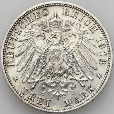 Niemcy, Bawaria. 3 marki 1913 D, Monachium – SREBRO