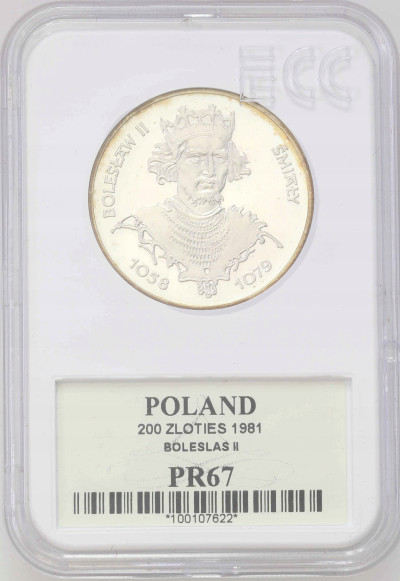 200 złotych 1981 Bolesław II Śmiały GCN PR 67 - SREBRO