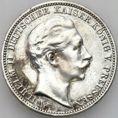 Niemcy, Prusy. Wilhelm II. 3 marki 1911 A, Berlin – SREBRO