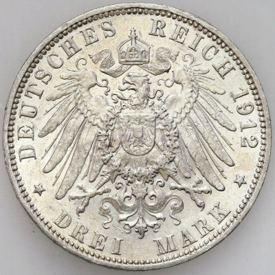 Niemcy. 3 marki 1912 J, Hamburg – SREBRO