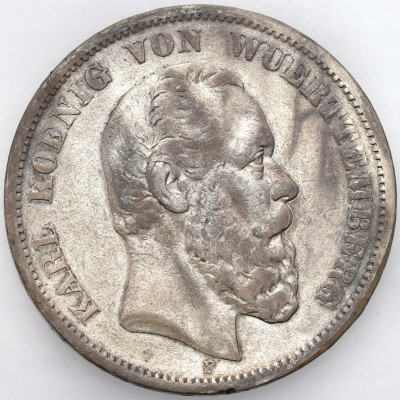 Niemcy, Wirtembergia. 5 marek 1876 F, Stuttgart– SREBRO