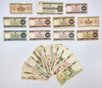 PRL. Banknoty i Bony PEKAO zestaw – 25 sztuk