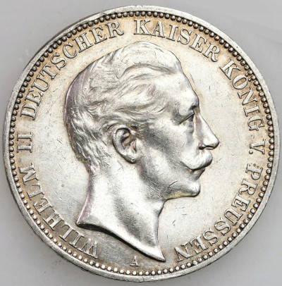 Niemcy, Prusy. Wilhelm II. 3 marki 1910 A, Berlin – SREBRO