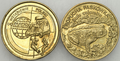 2 złote 1998-1999 Ropucha, NATO, RZADSZE – 2 szt