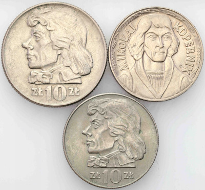 PRL - zestaw 3 monet 2x 10 złotych Kościuszko 1966-69 10 zł Kopernik 1969