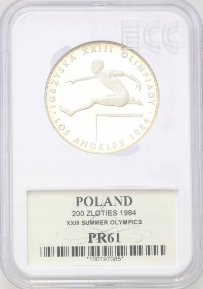 200 złotych 1984 XXIII Igrzyska Los Angeles GCN PR 61 - SREBRO