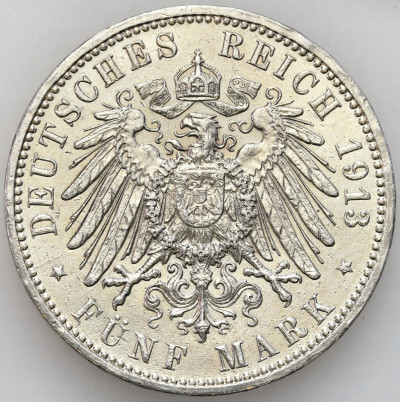 Niemcy, 5 marek 1913 J, Hamburg – SREBRO