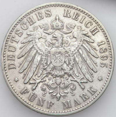 Niemcy, Saksonia. 5 marek 1895 E, Muldenhütten – SREBRO