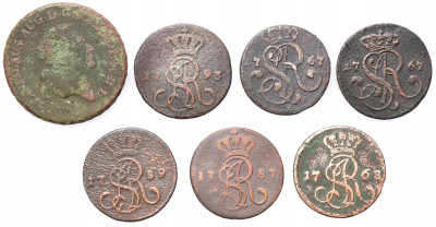 Polska/ XVII-XVIII w. Zestaw 7 monet