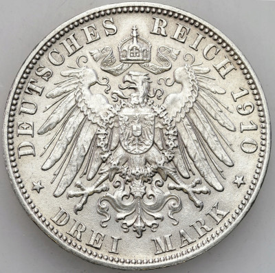 Niemcy, Bawaria. 3 marki 1910 D, Monachium – SREBRO