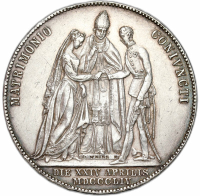 Austria - Franciszek Józef I . Gulden zaślubinowy 1854 A, Wiedeń - RZADKI