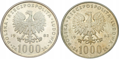 PRL. 1.000 złotych 1983 - 1983 Jan Paweł II, SREBRO – 2 szt