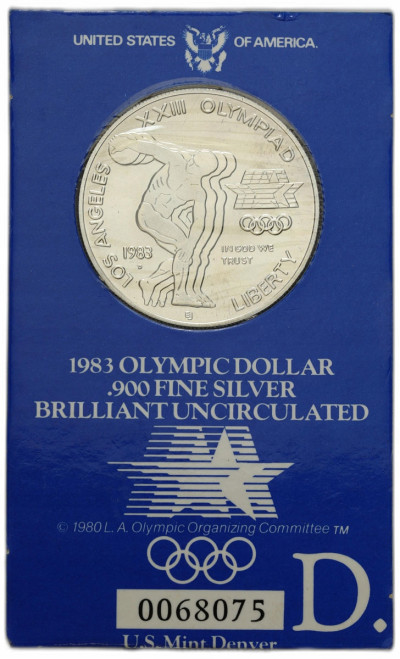 USA. Dolar 1983 D, Los Angeles – Igrzyska Olimpijskie – SREBRO