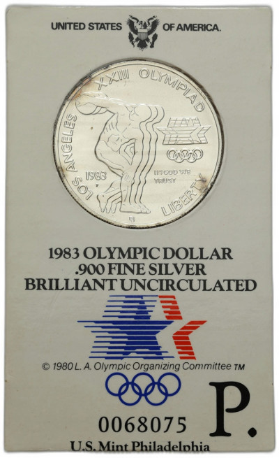 USA. Dolar 1983 P, Los Angeles – Igrzyska Olimpijskie – SREBRO